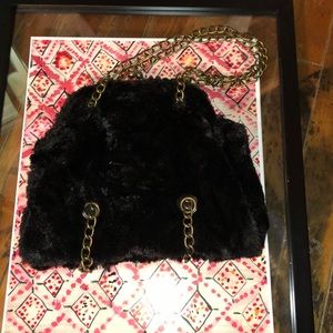 Chinese laundry faux fur black bag